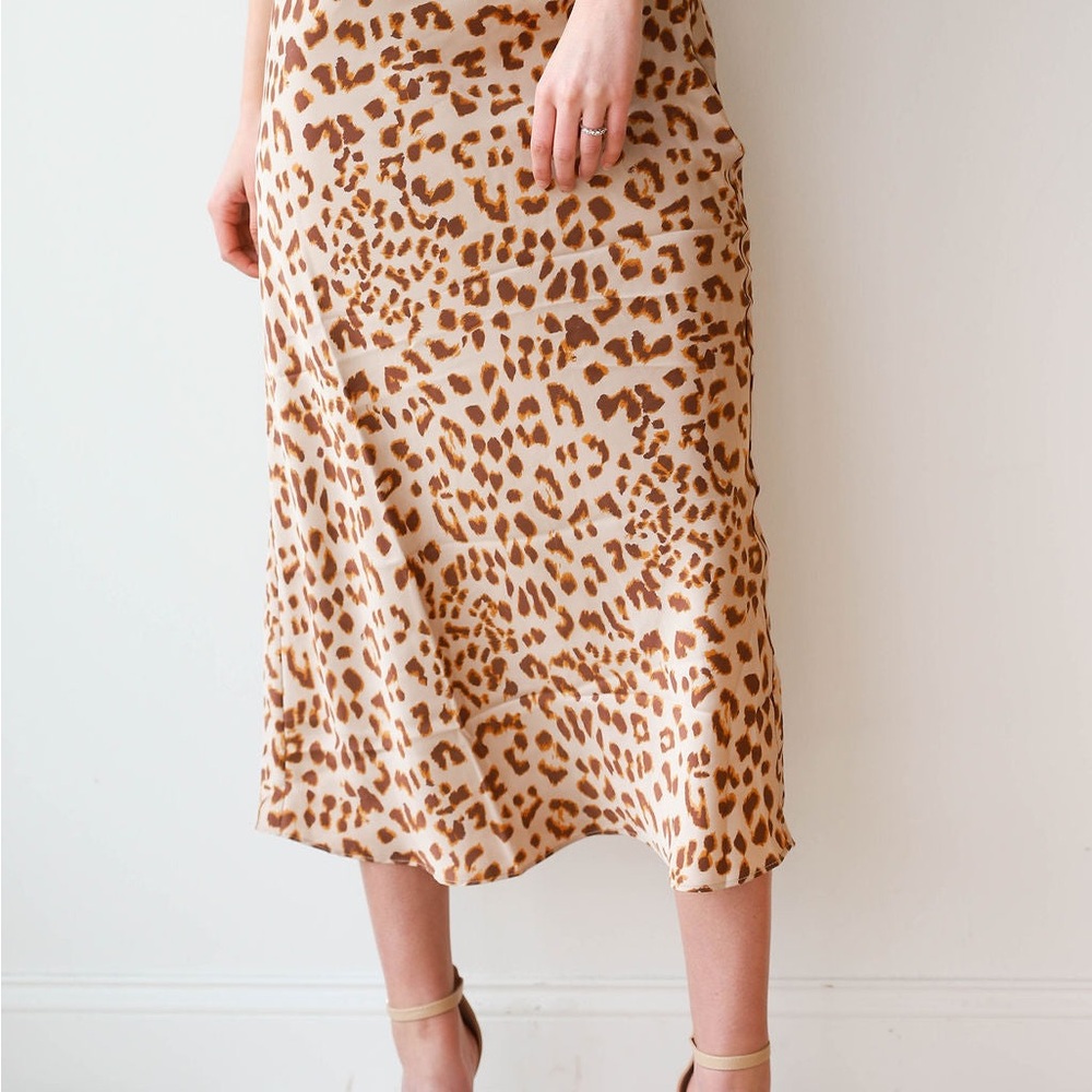Free People Leopard Print Midi Skirt Size 2 Boho Chic